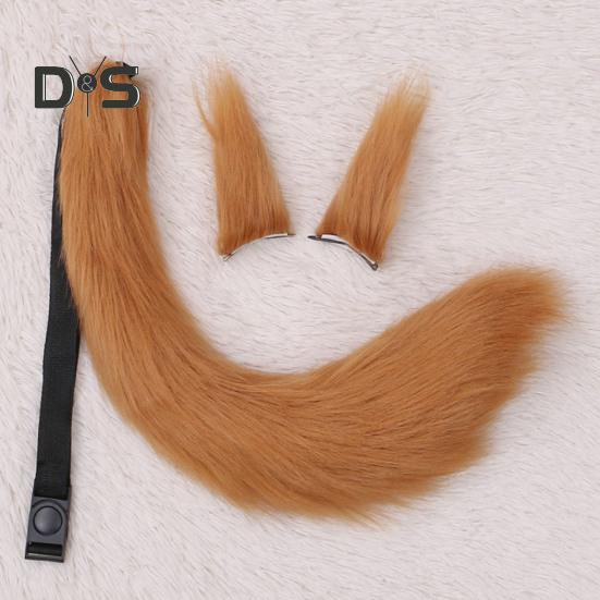 Fox Ears Tail Set Handmade Plush Animal Cosplay Props Realistic Design Role Play Halloween Party Accessories