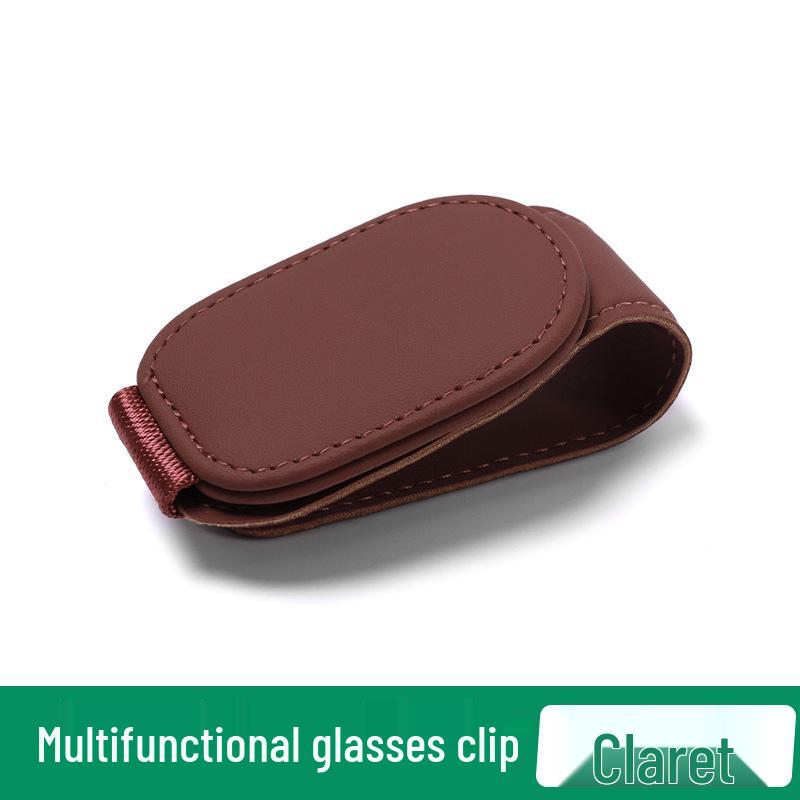 Multi-Function Leather Car Visor Storage Clip for Sunglasses and Cards