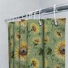 Sunflower Printed Shower Curtain Green Background With Yellow Flowers For Bathroom Decor Customizable