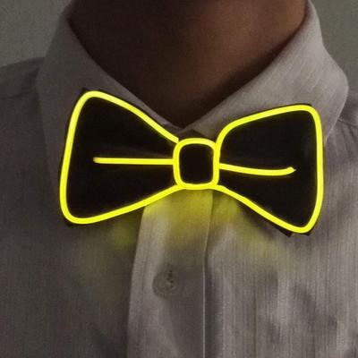 PIENSE Light-Up LED Bow Tie, EL Luminous, FlashingSteady, PartyEvent Novelty Item (Yellow)