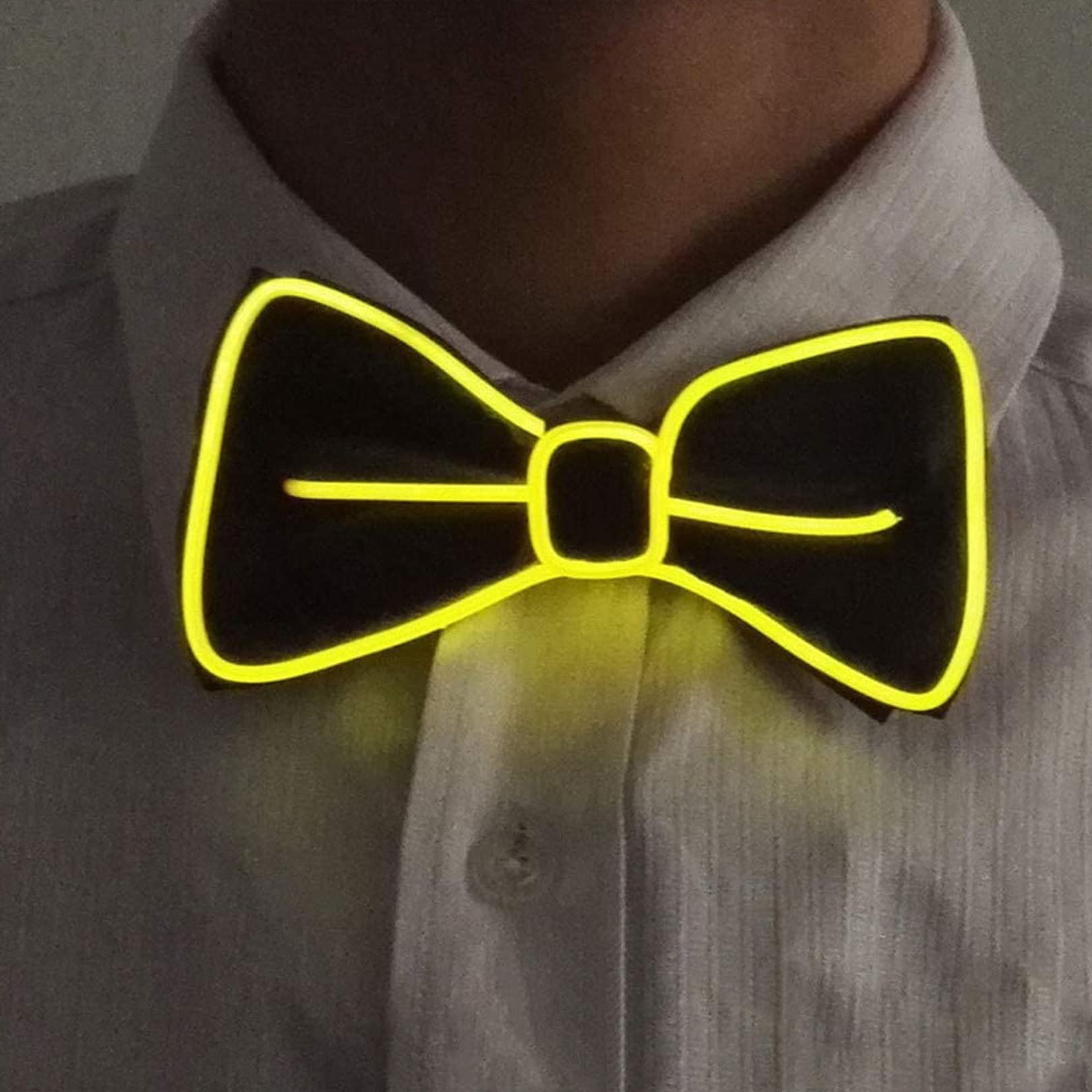 

PIENSE Light-Up LED Bow Tie, EL Luminous, FlashingSteady, PartyEvent Novelty Item (Yellow)
