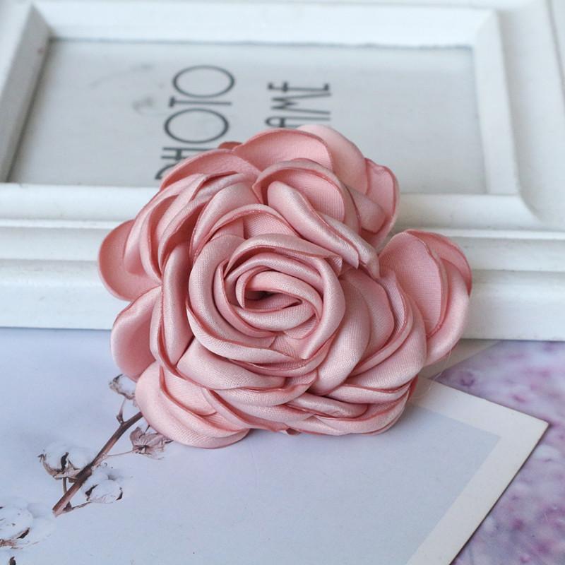 

5 шт. 8 см Искусственные атласные розы Тканевые вьющиеся цветы Одежда Платье Декор DIY Бутик Свадебное украшение розовый