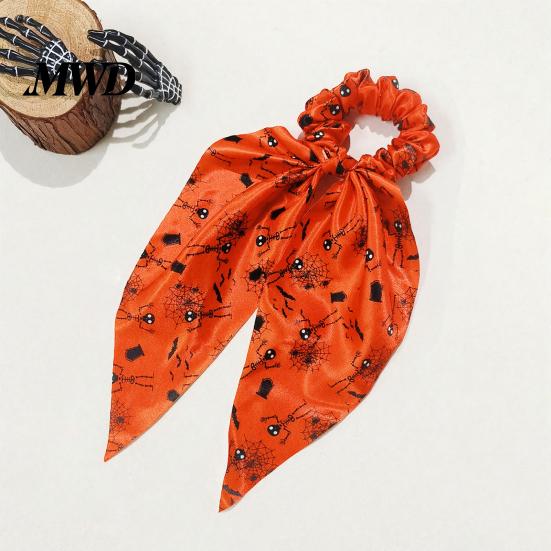 Large Intestine Ring Hair Tie Halloween Ties for Women Girls, Spooky Spider Web Skeleton Bat Skin-friendly Elastics Pumpkin Scrunchies, Pleated Ties,