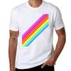 Retro Rainbow Stripes TShirt Basic Short Sleeve Cotton Blend TShirt