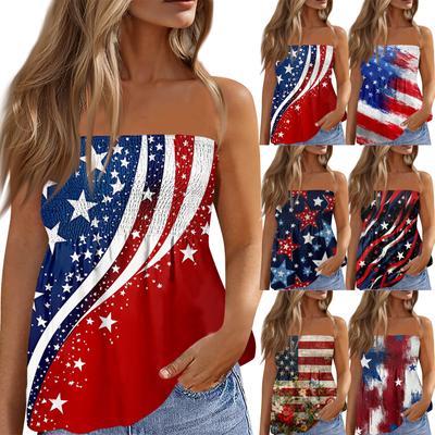 Sommer Schlauchtops für Damen, Niedliches Sexy Off-Shoulder Print Ärmelloses T-Shirt