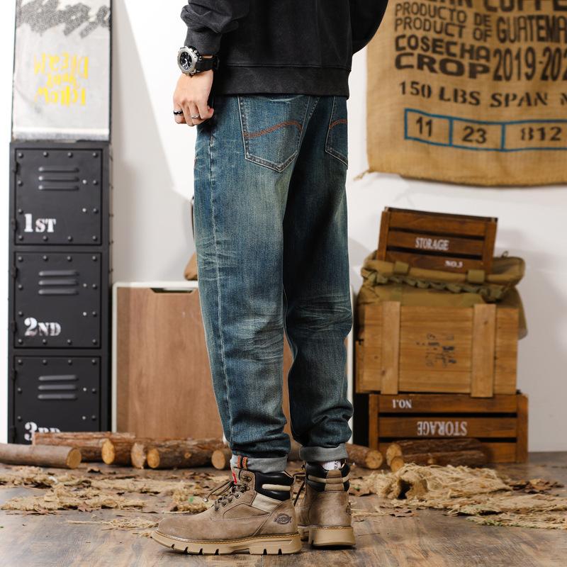 Harem Jeans Men's Autumn Cotton Straight Harem Trousers Men's Autumn American Fashion Brand Jeans Men's Autumn Winter