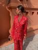 Spring V-Neck Long Sleeve High Waist Loose Wide Leg Pants Two Piece Set Fashion Suit Jacket