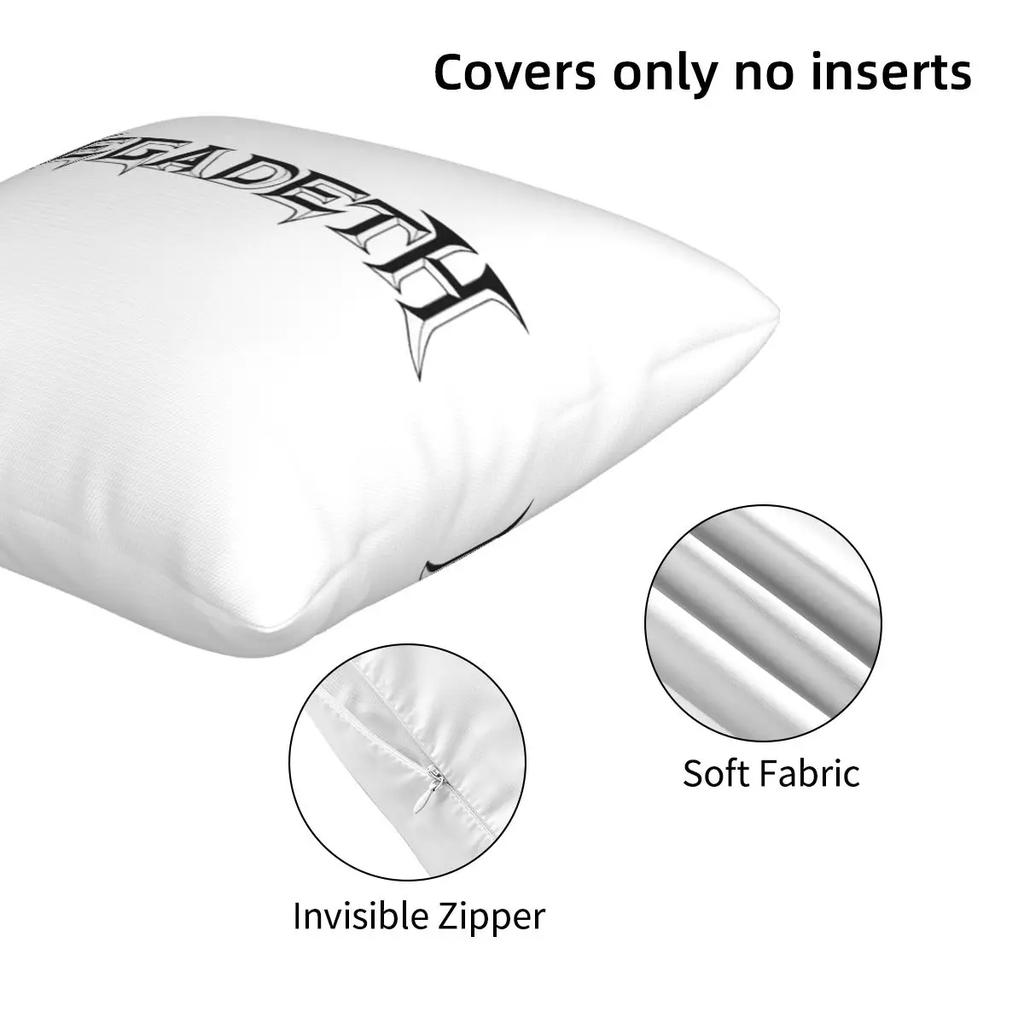 Luxury The Megadeth Metal Band 2 Pcs Square Pillowcase Pillow Cover Cushion Zip Decorative Comfort Throw Pillow For Home Car