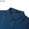 ZANZEA Women Casual Turn Down Collar Loose 3/4 Sleeve Shirt Dress