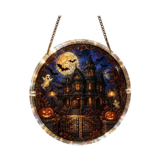 Holiday Party Hanging Adornments Halloween Acrylic Puzzle Sun Catcher, DIY Spooky Suncatcher Kit, Rainbow Light Shadow Craft Gothic Stained