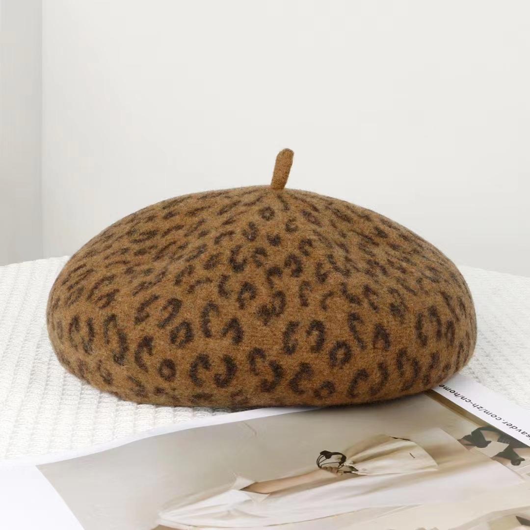 

VISROVER New 4 Colors Leopard Winter Beret Female Cap Autumn Winter Wool Hat Top Quality Fashion Boina Gift Wholesales