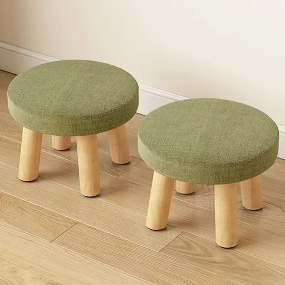 Non-Skid Solid Wood Small Foot Stool Soft Shoe Changing Chair Small Footstool Ottoman Office