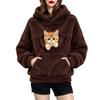 Women's Hooded Sweatshirt with Plush Pouch Long Sleeve for Casual Wear