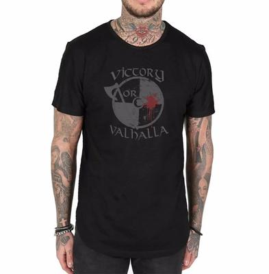 Sieg oder Walhalla Ragner Krieger T-Shirt 100% Baumwolle Rundhals Kurzarm Sommer Freizeit Herren T-Shirt Größe S-3XL