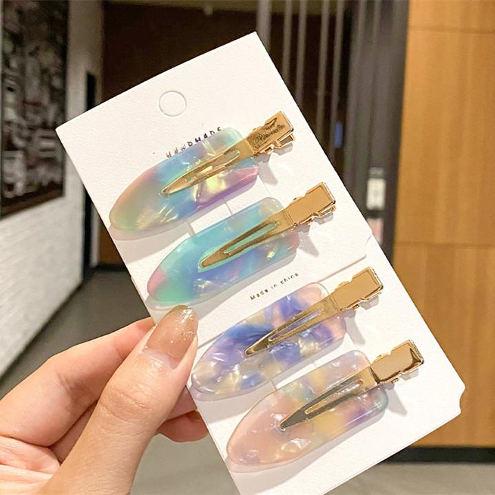 2/3/4 יחידות פשוט סאקורה ורוד קליפ שיער ללא תפרים סדין אצטט לנשים ללא כיפוף פוני קליפ סיכות ראש סיכות שיער כלי לעיצוב שיער