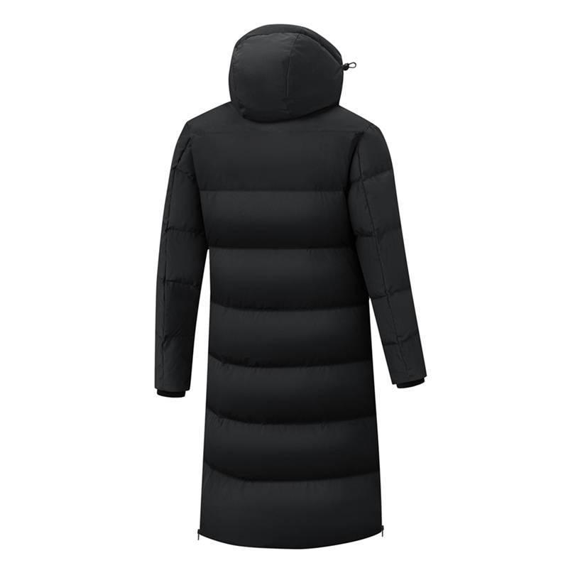 Neue nationale Norm 80 Daunenjacke aus weißer Entendaune: Unisex Kniehoher Winter-Trainingsmantel