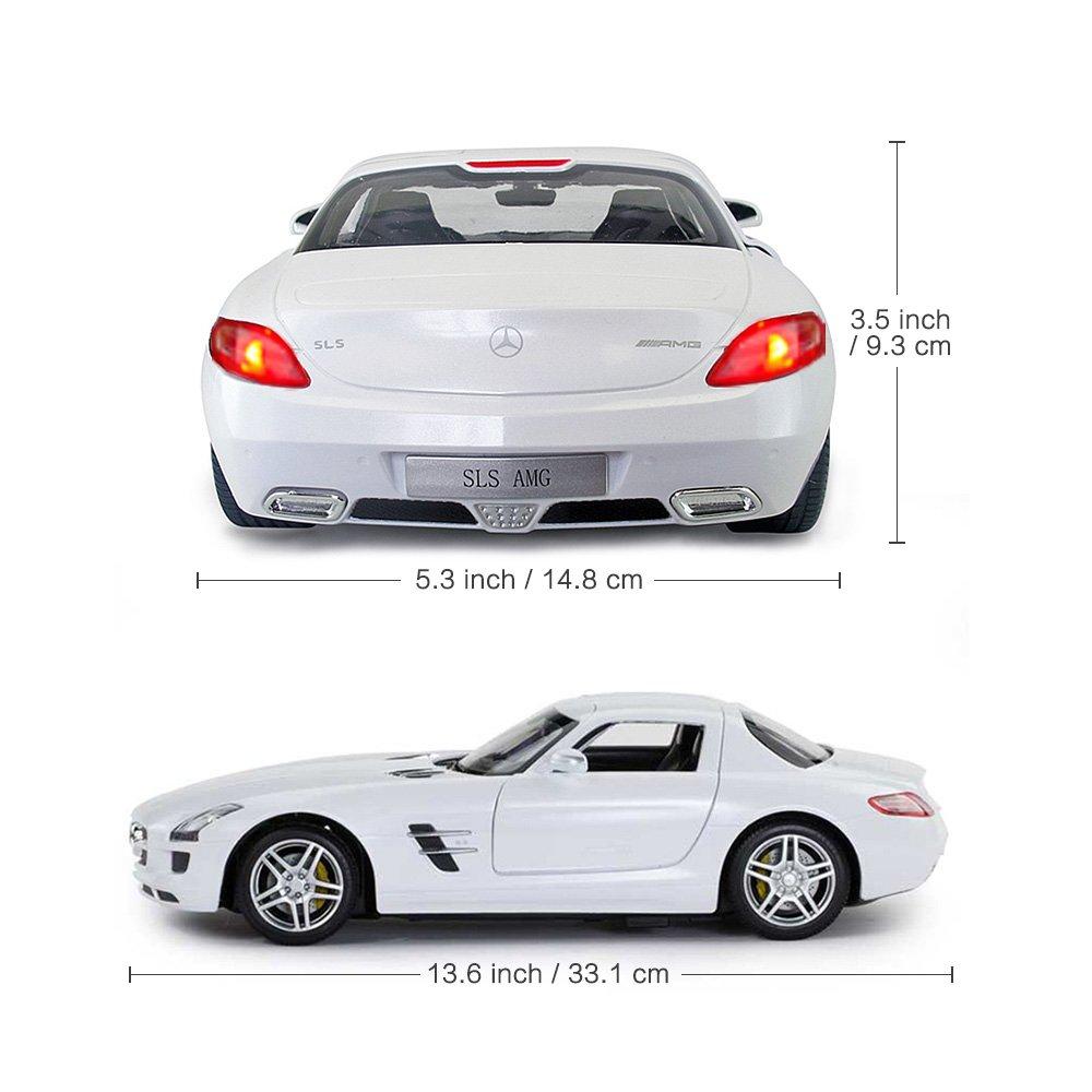 RASTAR 1:14 Mercedes-Benz SLS AMG RC-Auto, 2,4 GHz Weiß mit manuell zu öffnenden Türen, für Kinder