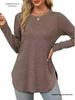 Autumn Women's Solid Long Sleeve Round Neck Loose Casual Top