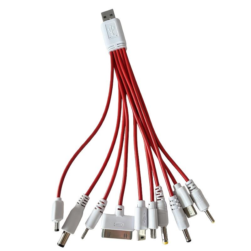 

Universal 10-in-1 All-in-One USB Charging Cable, Multi-Function Multi-Port Colorful Cable червоний