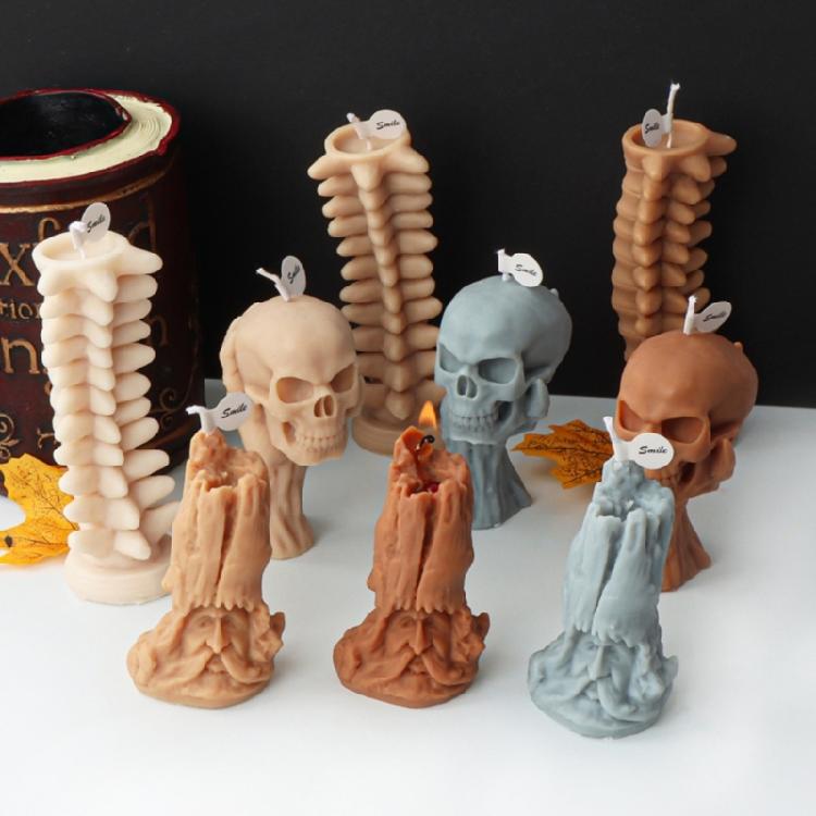 Halloween Skull Candle Silicone Mold Table Ornament Mould DIY Plasters Mold