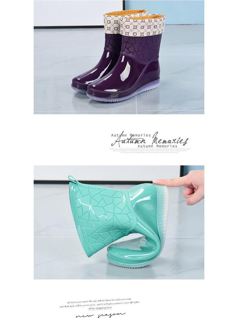 Women's Jelly Non-Slip Waterproof Rain Boots - Thick, Wear-Resistant, Short Tube Rubber Shoes for Summer