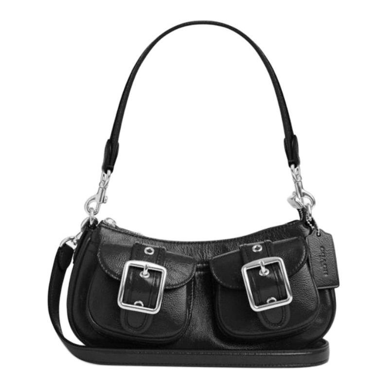 

COACH Ashton 25 Detachable Shoulder Strap Top Zipper Closure Patent Leather Hand Crossbody Shoulder Bag Medium Women s Black чорний