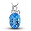 Women's Aquamarine Crystal Necklace Pendant In White Gold Tone, Blue Design Necklace, Perfect Gift for Women, Students, Birthdays (Luxurious Large