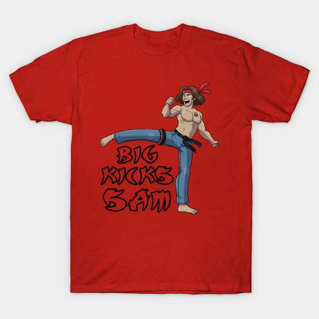 

Men Black Print T-shirt Big Kicks Sam No-Cut Transfer Paper Print Cotton Tshirt 3XL червоний