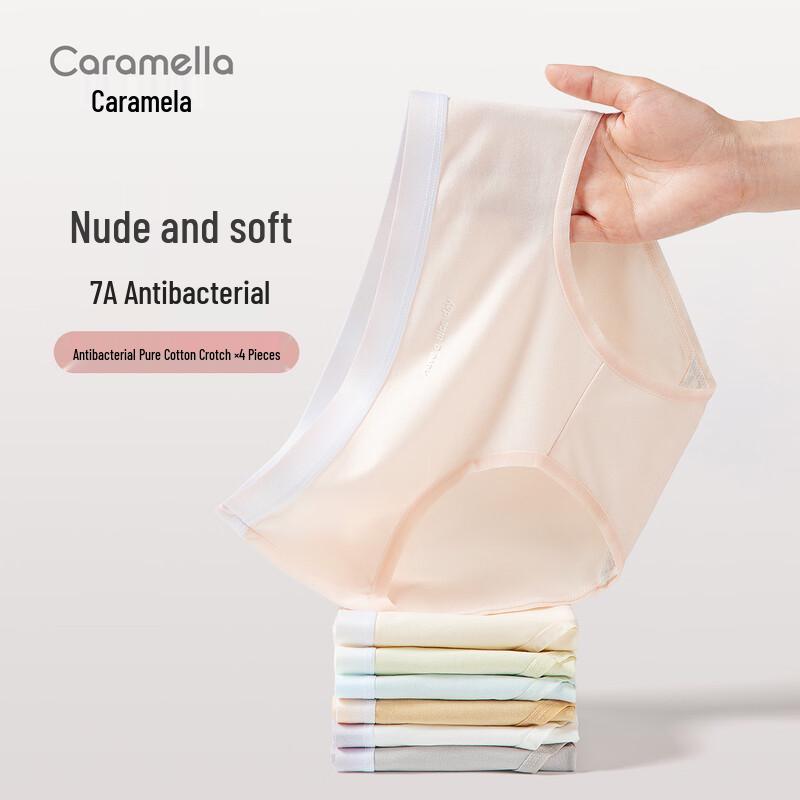 

Caramella Women s 7A Antibacterial Seamless Cotton Briefs (4-Pack) M