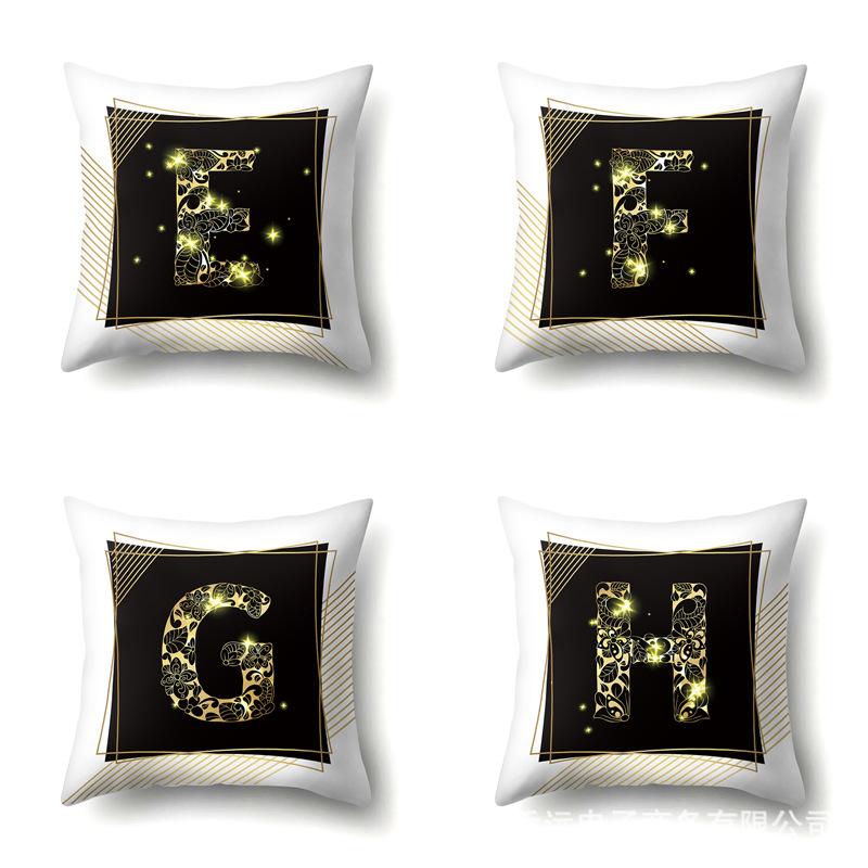 Polyester Pillowcase 26 English Letters Sofa Pillow Bedside Cushion Car Lumbar Cushion Office