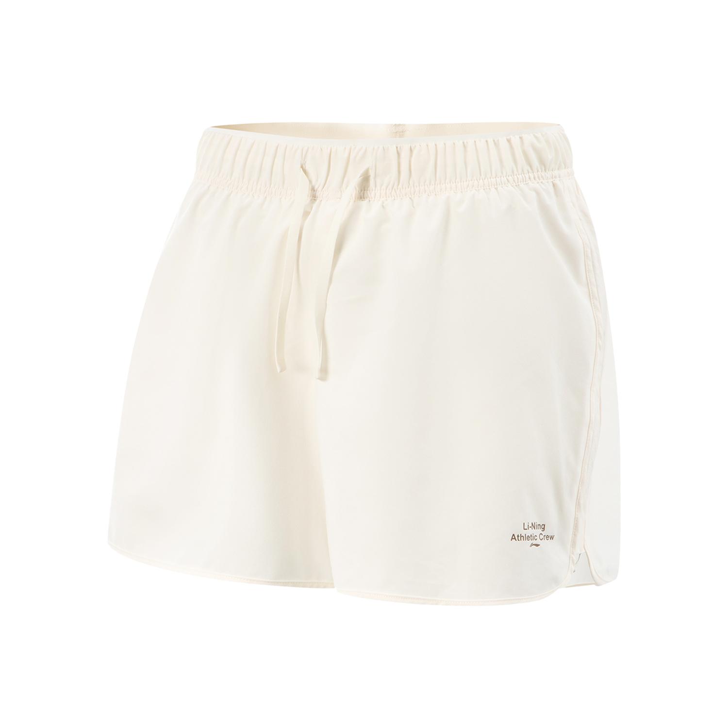 

Li-Ning Comfortable Simple Versatile Casual Letter Lace-Up Sports Shorts Women shorts Off-White AKSV412-6