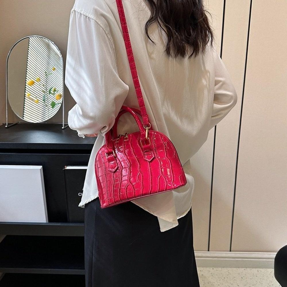 PU Leather Shoulder Bag French Style Women Handbags Vintage Crocodile Pattern Shell Bag  Women