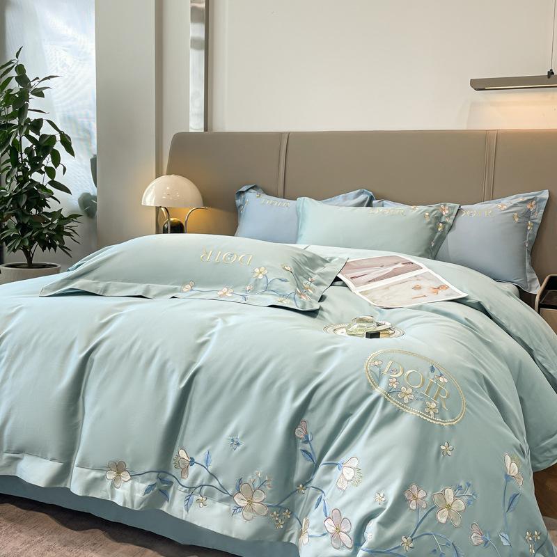 100 Pure Cotton 4pcs Set Class A Maternal and Infant Grade Long-staple Cotton Embroidered Quilt Cover Cotton Bed Sheet Mattress Household Bedding