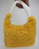 Fosrion Genuine Rabbit Fur Mini Handbag – Curly Karakul Design Women's Fur Bag, Available In 5 Colors (Mustard)