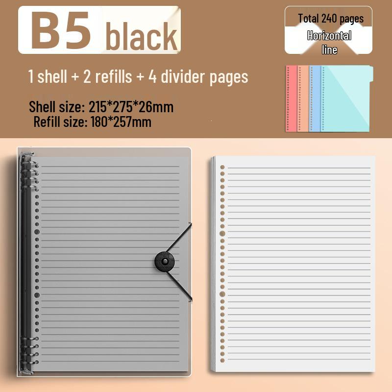 Comfortable B5 Loose-Leaf Notebook: Lined, Removable Binder, Simple Ins Style, Aesthetic Design, Ideal for Exams and High School Students.