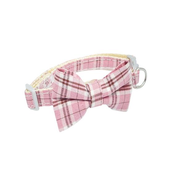 Cat Necklace Escapeproof Adjustable Fabric Adorable Bowknot Decor Pet Small Dog Plaid Collar
