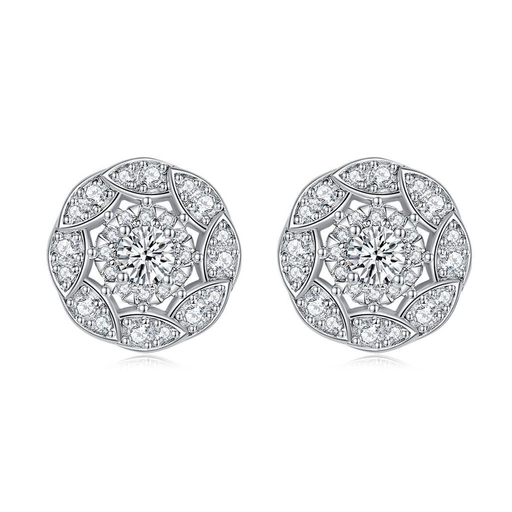 S925 Sterling Silver Zirconia Jewelry Set: Row Ring, Stud Earrings, Necklace – Exquisite Three-Piece Collection