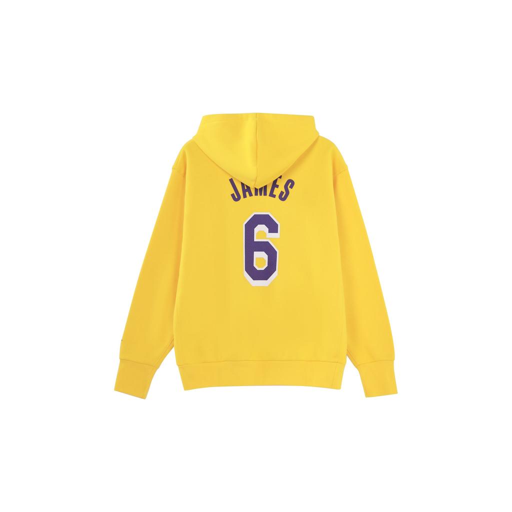 Nike Los Angeles Lakers LeBron James #6 Fleece-Lined Pullover Hoodie With Solid Color Letter Print Men Hoodie Yellow DB1182-728