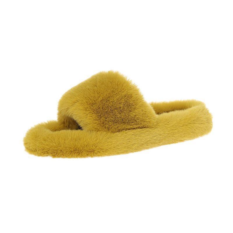 Cotton Mop Autumn and Winter Fluffy Slippers Women's Outer Wear Floor 2025 New Model Small Word Fresh Home Flat Bottom Blue