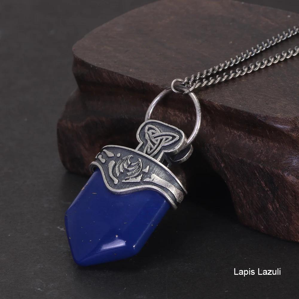 

The Vampire Originals Diaries Mikaelson Pendant Necklace 925 Silver with Natural Lapis Freya s Talisman Inspired Charm лазурит