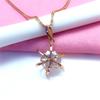 Color Gold Necklace, Purple Gold Pentagram Pendant, Rose Gold Plated, Shiny Zircon Collarbone Chain.