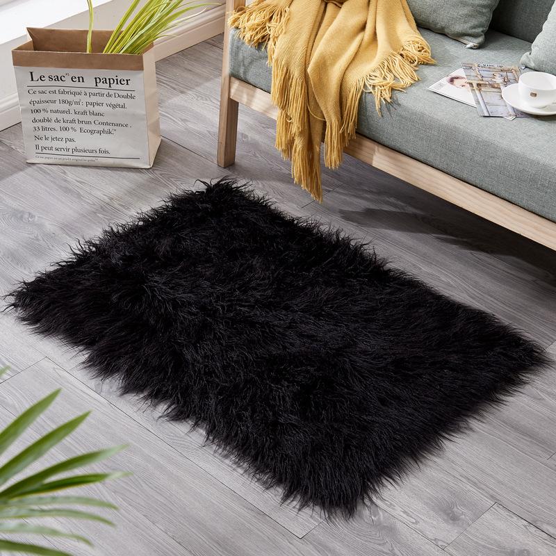 Rutschfeste Bodenmatte aus lockigem Wollplüsch für Schlafzimmer und Wohnzimmer