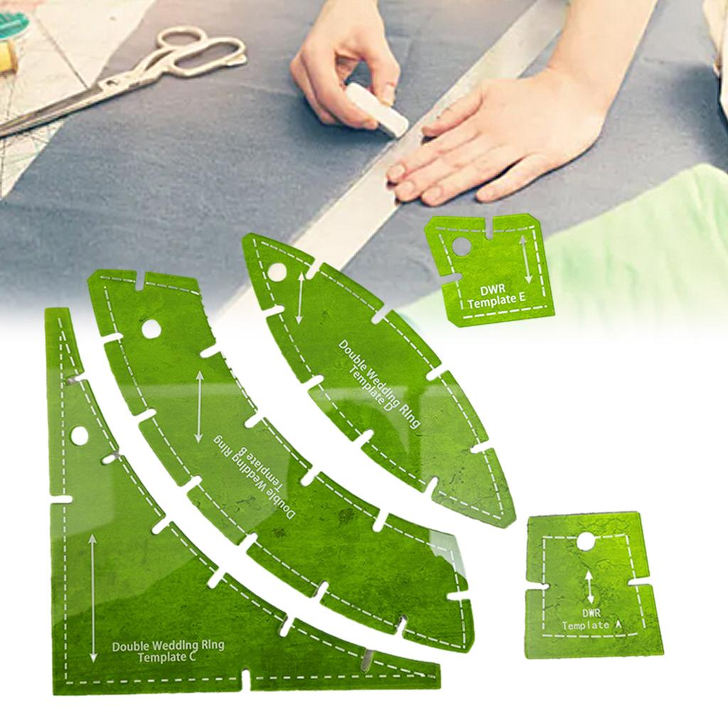 5Pcs Quilter Paradise Slit N Sew Double Wedding Ring Templates Acrylic Quilting Template Ruler Tool Quilting Gauge Tool