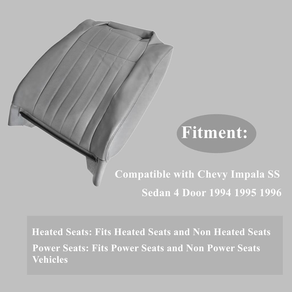 Driver or Passenger Side Top Lean Back Seat Cover Medium Grey #143 Compatible with Chevy Impala SS Sedan 4 Door 1994 1995 1996