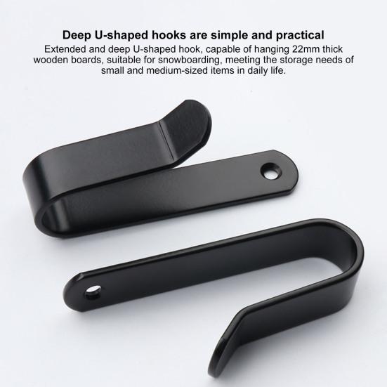 2 Pcs Snowboard Wall Mount Hooks Punching Great Load Bearing Thickened Heavy Duty Anti-slip Bag Hat Plaque Tools Clothes Surfboard Skateboard
