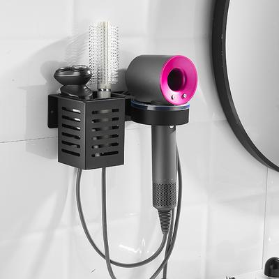 No-Drill Wall Mount Hair Dryer Holder - Space Saving Adhesive Storage Rack for Blow Dryer, Curling Iron and Hair Styling Tools