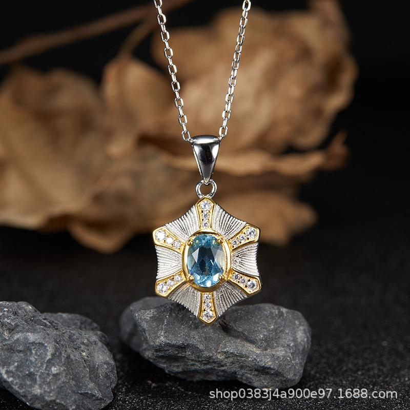 Premium S925 Sterling Silver Natural Gemstone Colored Treasure Stud Earrings Color Separation Does Not Fade Jewelry