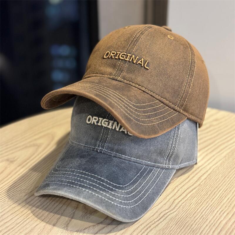 High-quality New Retro Washed Old Cap Women's Versatile Enlarged Wide Brim Showing Face Small Baseball Hat Men