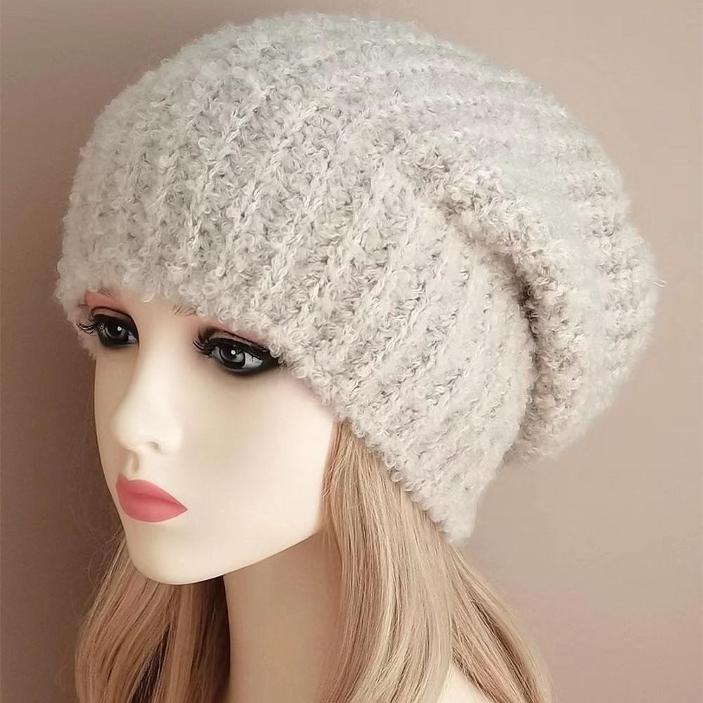 Nuevo sombrero holgado de invierno para mujer, gorro con puños decorado a la moda, gorro cálido para invierno para mujer, gorro tejido informal para calle