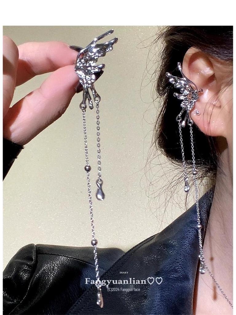 Kids' Butterfly Tassel Ear Cuff | Trendy No Piercing Earrings for Girls | Cool Jazz Dance Performance Accessories